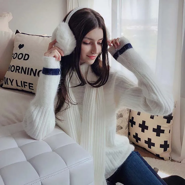 Модный теплый белый шарф-водолазка Dabuwawa свитер для женщин женский зимний новый