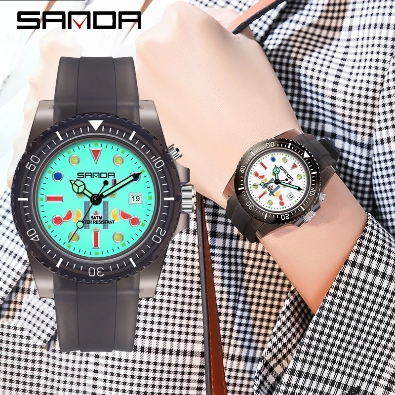 

Часы SANDA женские кварцевые, модные светодиодные флуоресцентные, с указателем, водонепроницаемость 50 м
