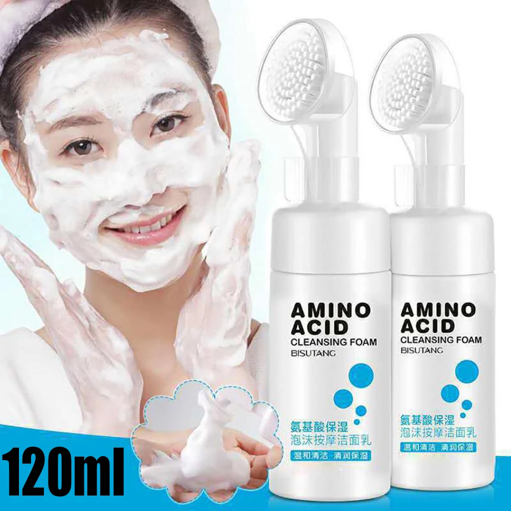 

120ml Skin Care Amino Acid Facial Cleansing Foam Acne Care Scrub Whitening Moisturizing Brush Anti Aging Massage Cleanser Anti