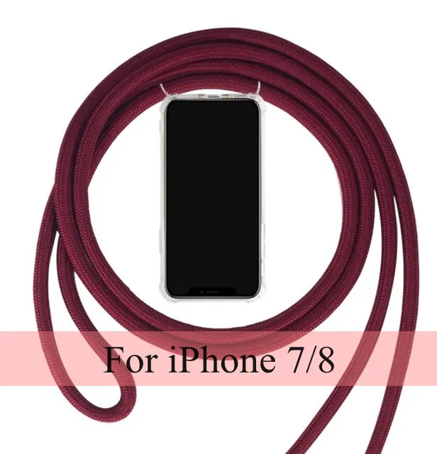 Чехол с шнурком и цепочкой для iphone 7, 8 plus, X, XS, оболочка, Кроссбоди, ожерелье, ремешок, чехол для телефона s, для iphone 7, P, 8, P, 7, 8 plus, X, XS, чехол - Цвет: 01 for iphone 7 8