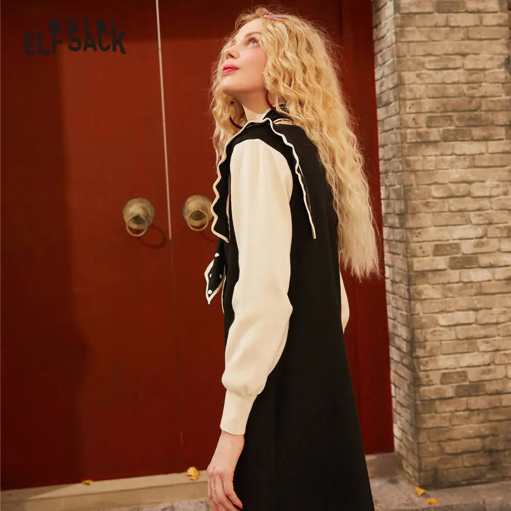 Женское трикотажное платье ELFSACK розовое Повседневное с цветными блоками