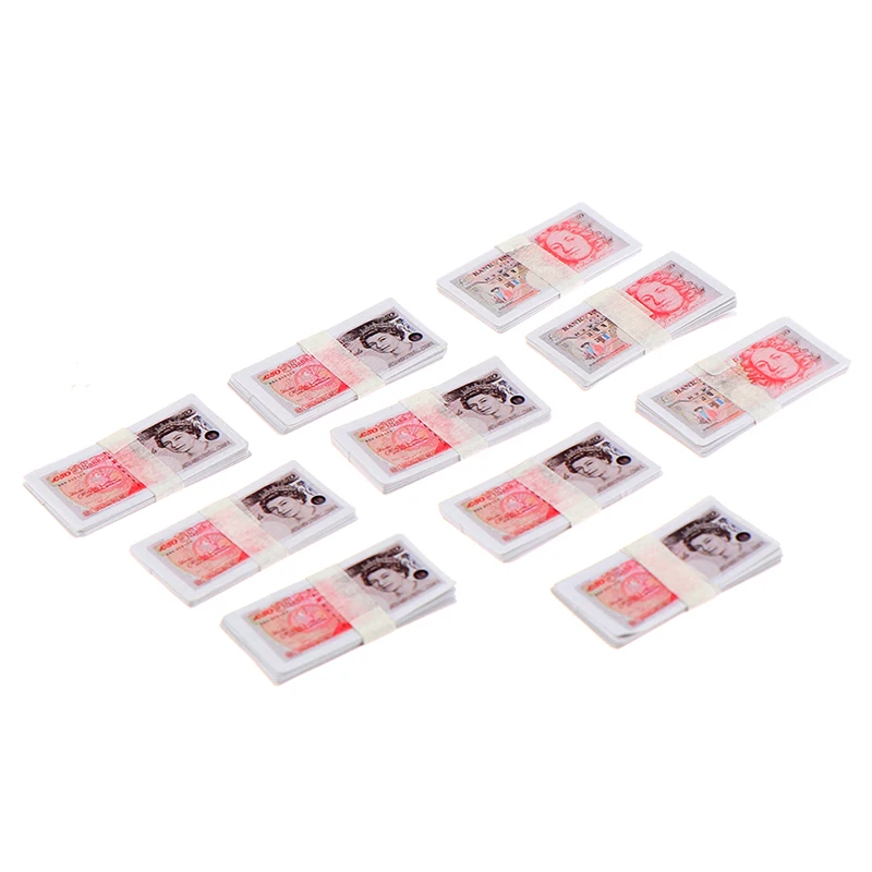 150 Sheets 1/12 Dollhouse Miniature Pound Paper Money Model Toys Accessories 3*1.5*0.15cm |