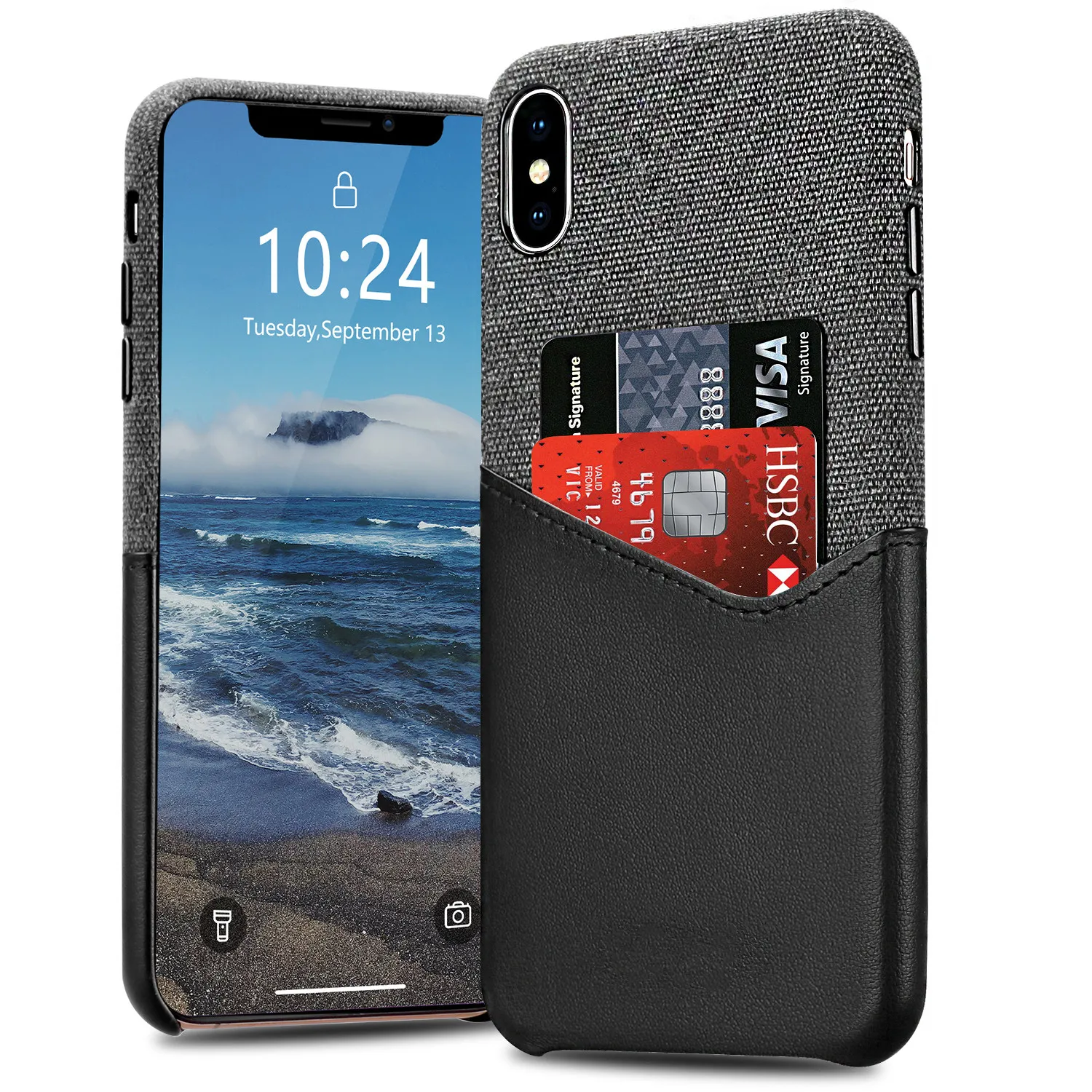 VNSTRIP Бизнес Стиль Ткань Текстиль PU карман и PC защитный чехол для iPhone XS MAX XR 78 plus