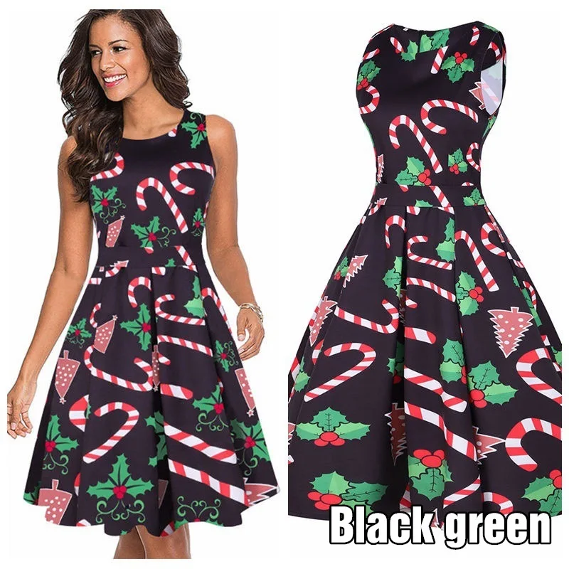 

A Line Christmas Women Dress Casual Cute Printed Party Short Dress Variety Of Slim Camisole Pack Hip Sleeveless Vestidos 2020