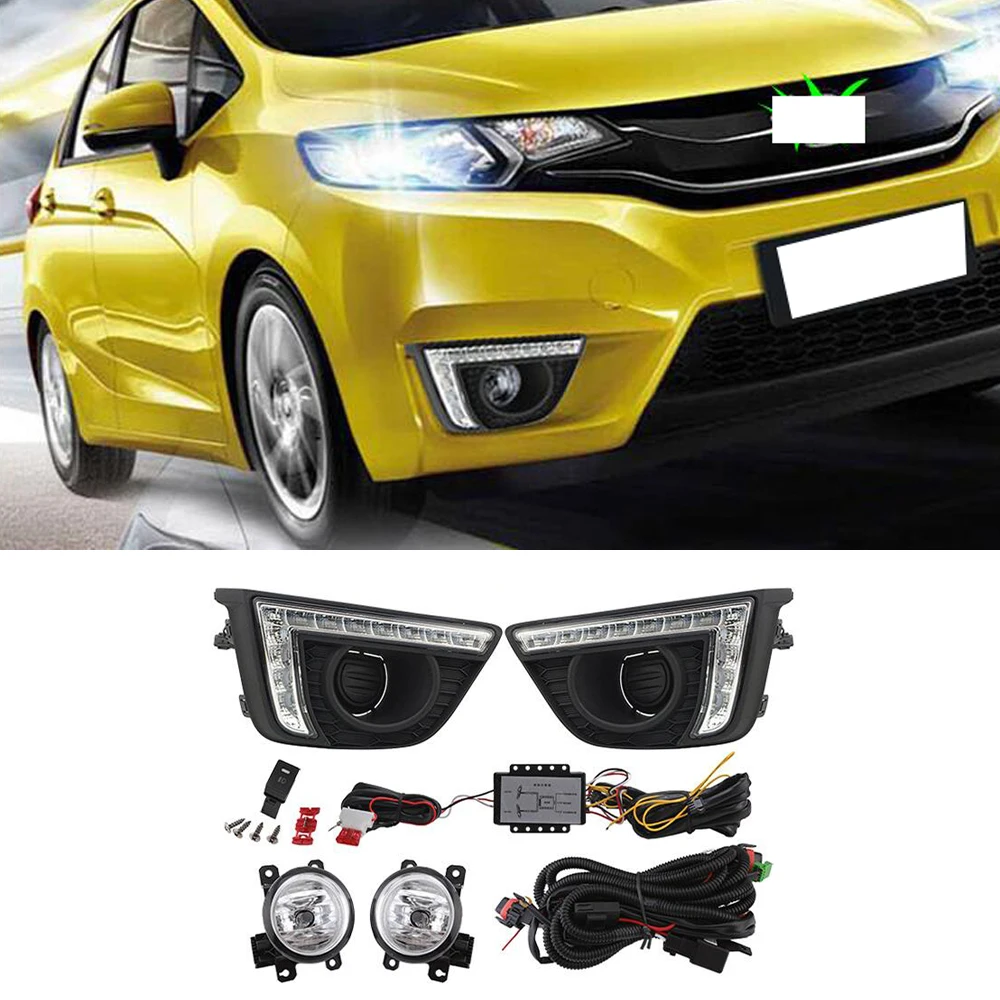 CAPQX 1 комплект для Honda Fit Jazz 2014 17 переднего бампера Светодиодный дневной светильник
