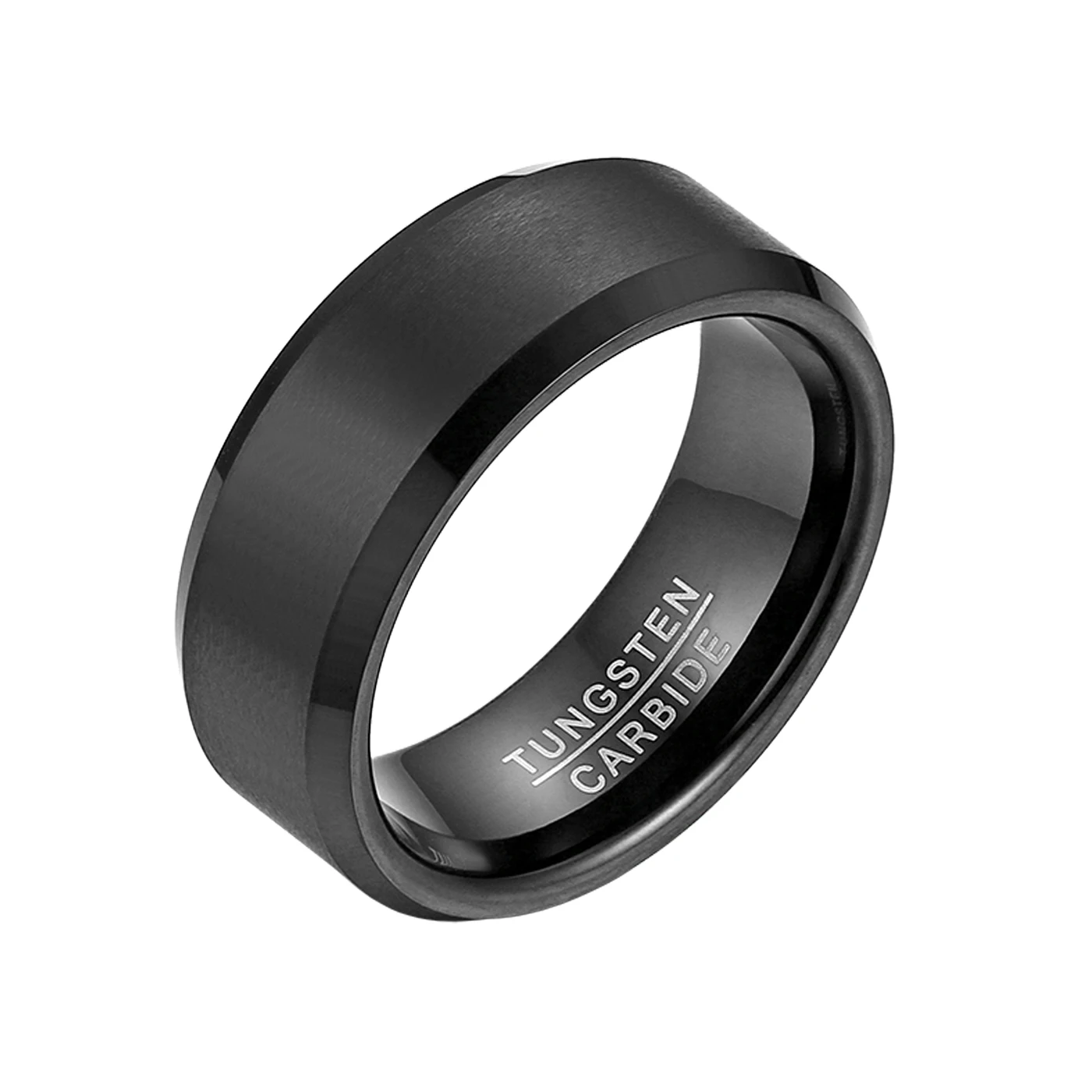 Фото BONISKISS модное мужское кольцо из черного вольфрама для мужчин вольфрамовое