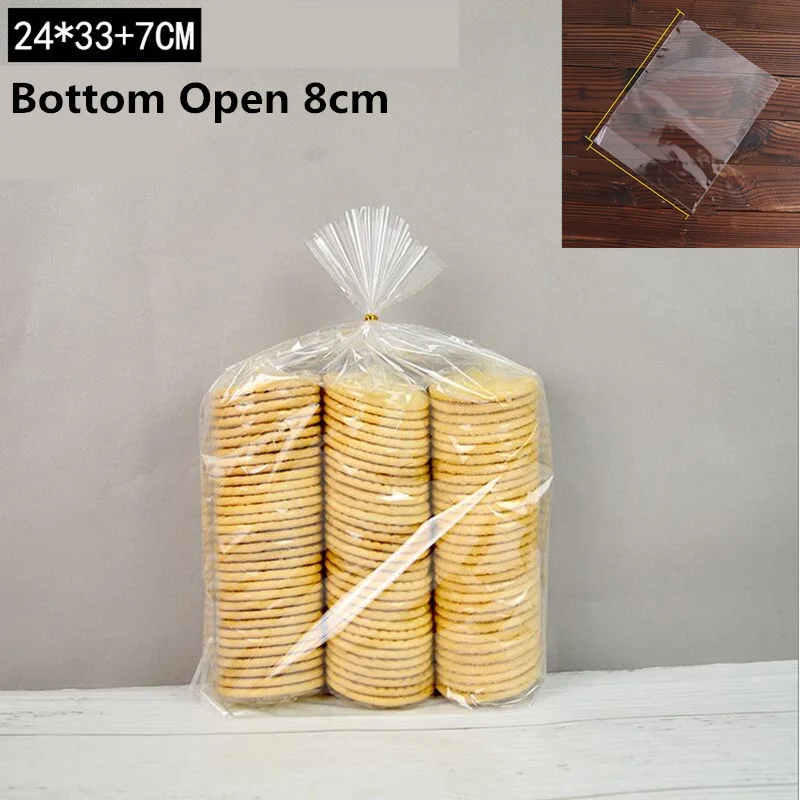Clear 24x33cm LBSISI Life 100 шт пластиковые пакеты, прозрачный пакет для тостов, хлеба, Мягкая матовая упаковка для еды, для выпечки, для рождественской вечеринки - Цвет: Clear 24x33cm