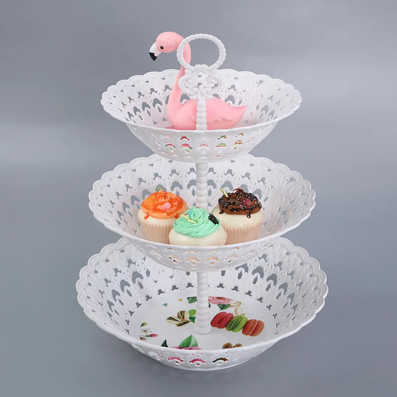3 яруса кружевных Пластик подставка для свадебного торта днем Чай Свадебные