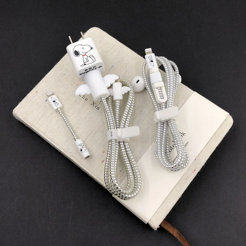 3 Cue мультфильм защита для usb-кабеля Набор для Iphone X XS XR спиральный кабель Стикеры для намотки протектор для наушников Шнур для Iphone 8 8plus - Цвет: 3