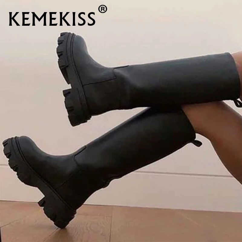 

Новые женские сапоги KemeKiss до колена из натуральной кожи, зимняя женская длинная обувь, модная Клубная Повседневная Женская длинная обувь, р...
