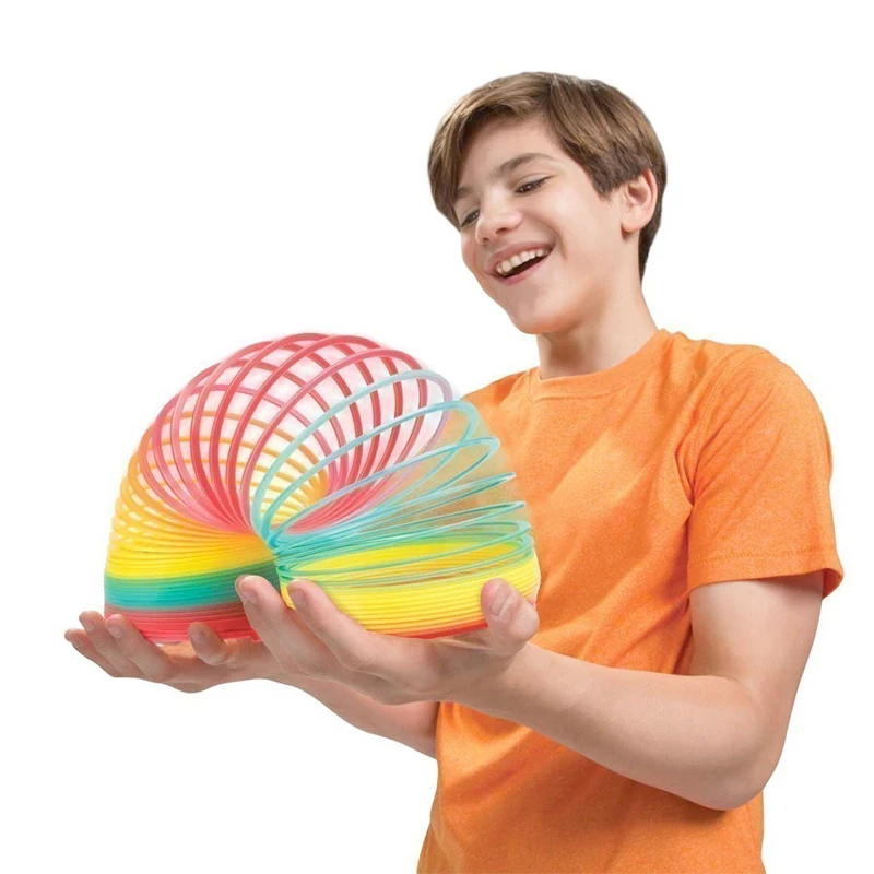 color rainbow circle magic circle down stairs creative decompression 7 color spring ring childrens toys birthday present free global shipping