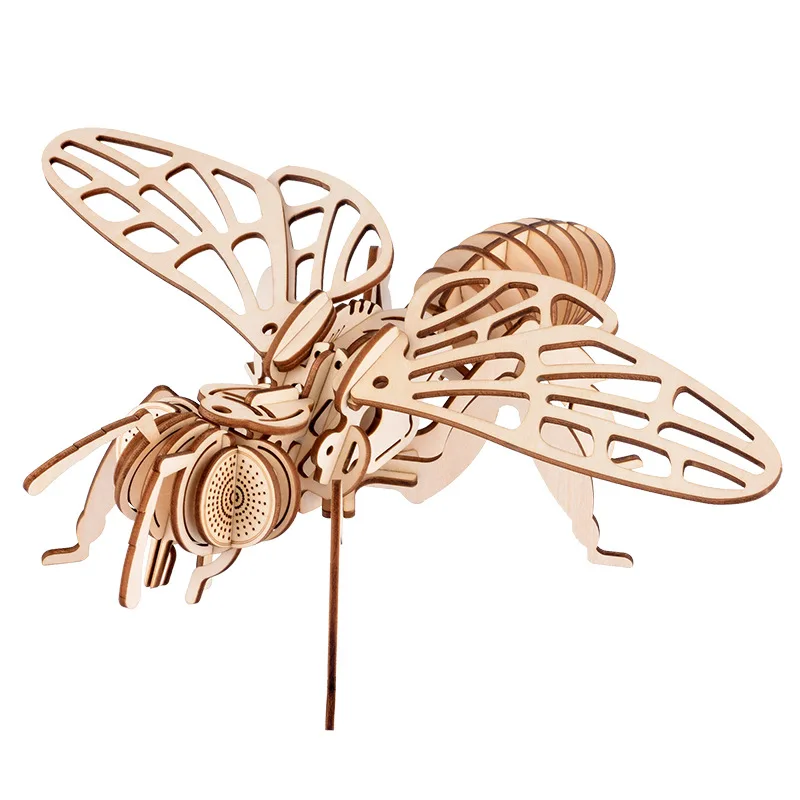 

3D Wooden Puzzle Model DIY Handmade Mechanical Toys For Children Adult Kit Game Assembly Home Decoration Insect BEE Butterfly