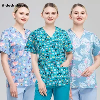 beauty salon spa work uniforms short sleeve health services working shirt tops summer pet scrubs costume unisex medical clothes