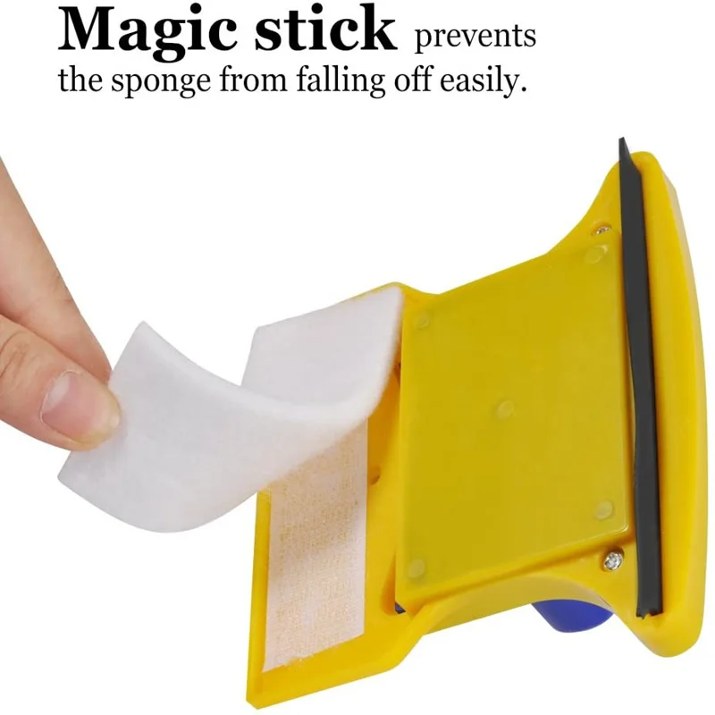 

Double Side Magnetic Window Cleaner Brush for Washing Windows Glass Cleaning with 2 Extra Cleaning Cotton for Kitchen Bedroom