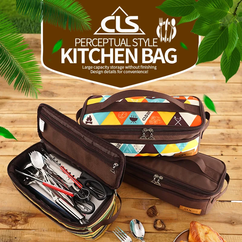 Cooking Utensils Organizer Bag Portable Pouch Travel Storage for Picnic Hiking BBQ Camping Outdoor | Спорт и развлечения