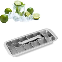 lever style ice tray 2 in 1 silver stainless steel homemade ice making mold ice cracker ice box high quality