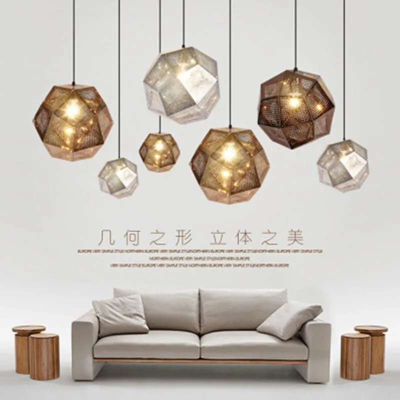 Современная копия веб Etch Геометрия золотой кирпич подвесной светильник тени для