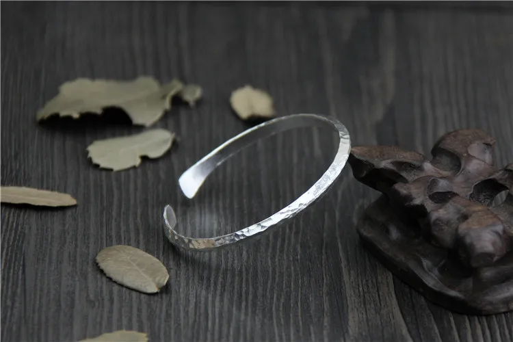 

999 Sterling Silver bangle bracelet for Women's Style handmade Opening Thai Silver bangles Fine Jewelry