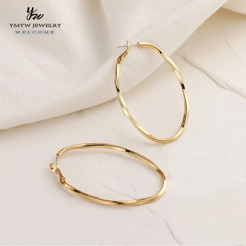 YMYW 14 геометрические простые золотой овал круглые серьги кольца медные модные