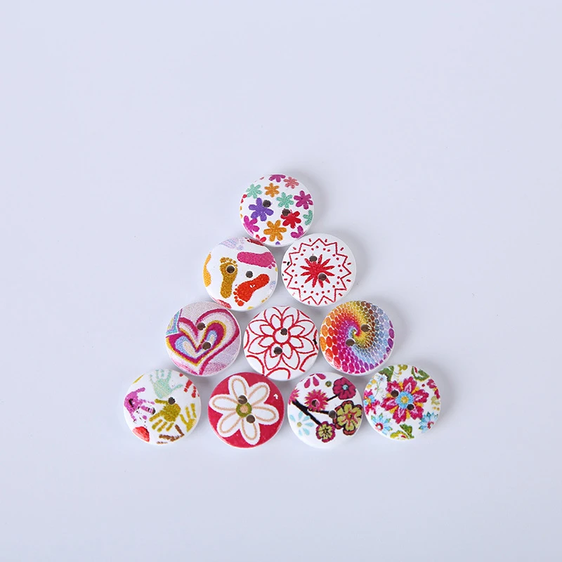 50 шт. Разноцветные деревянные пуговицы для рукоделия шитья скрапбукинга одежды