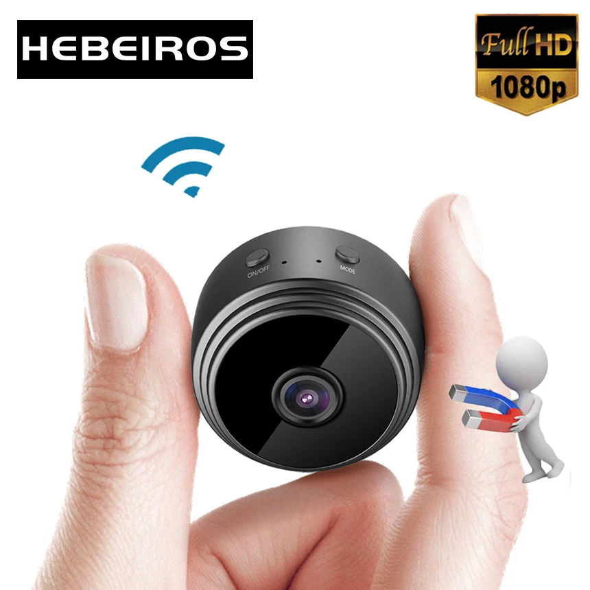 Hebeiros HD 1080P ультра мини размер Магнитная база Портативный Wifi ip камера со