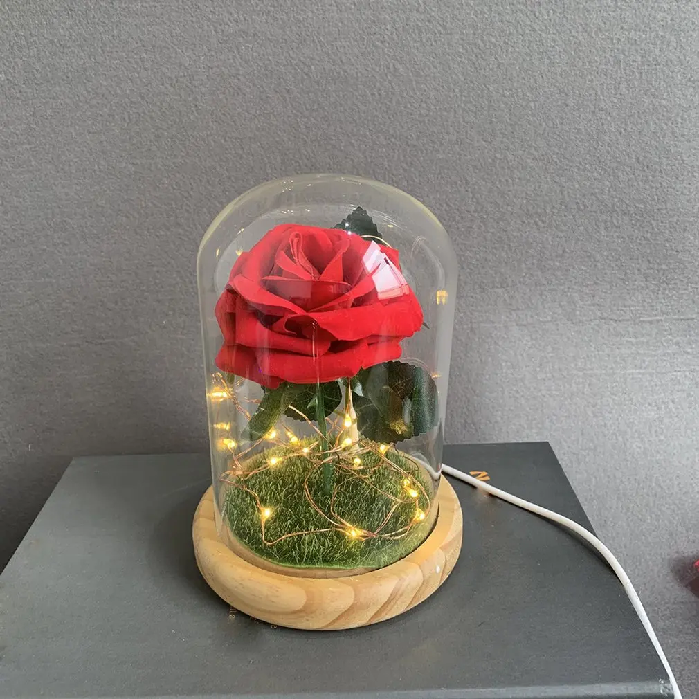 Светодиодный стеклянный ночник в виде Розы декоративный светильник для дома