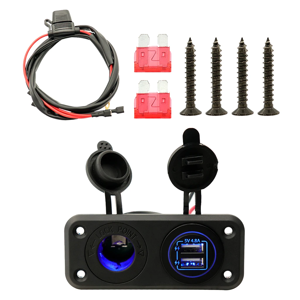 

4.8A USB Charger Socket 12V-24V Dual USB Car Power Outlet for Boat, Ships, ATV