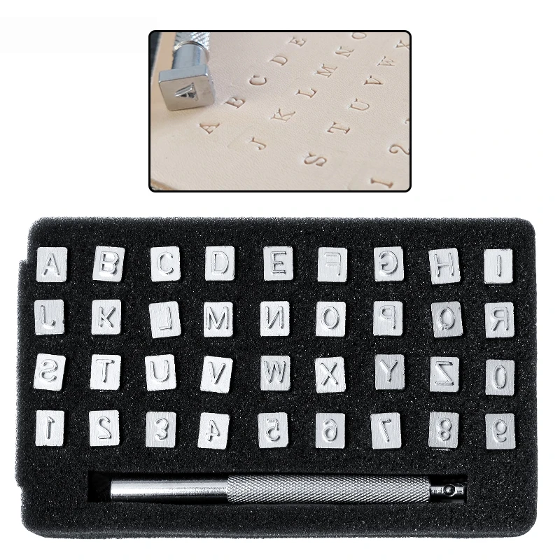 

LMDZ Stamp Punch Tool 6mm Leather Punching Tools Includes 36pcs Stamps,1pc Stamping Handle for Leather Stamping