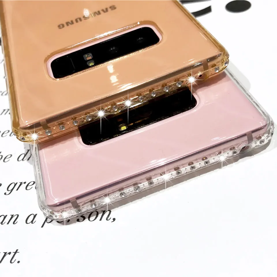 Чехол для Samsung Galaxy S10 plus A6 A8 блестящий прозрачный мягкий силиконовый чехол с