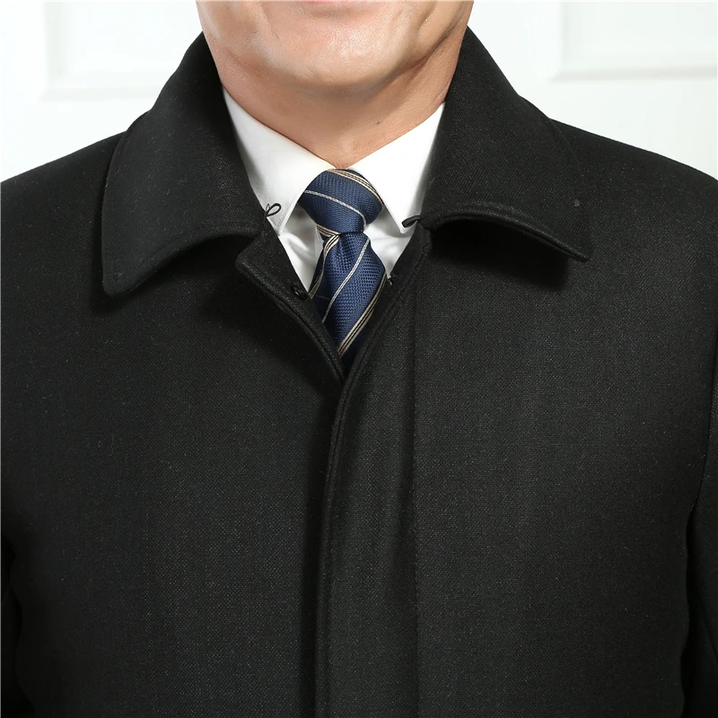 Middle-aged men's fur collar wool coat luxury business Casual thick autumn winter casshmere trench jackets outwear father's gift |