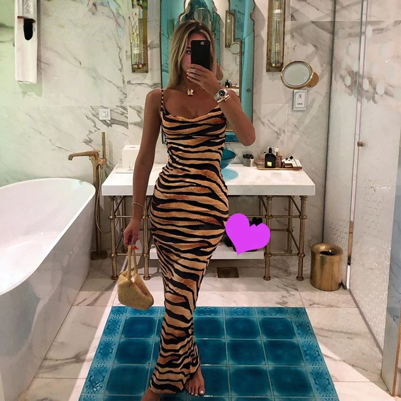 Summer Sexy Women Multicolor Zebra Skin Print Cami Long Dress Spaghetti Strap Sleeveless Party Slim Bodycon Dresses
Summer Sexy Women Multicolor Zebra Skin Print Cami Long Dress Spaghetti Strap Sleeveless Party Slim Bodycon Dresses
