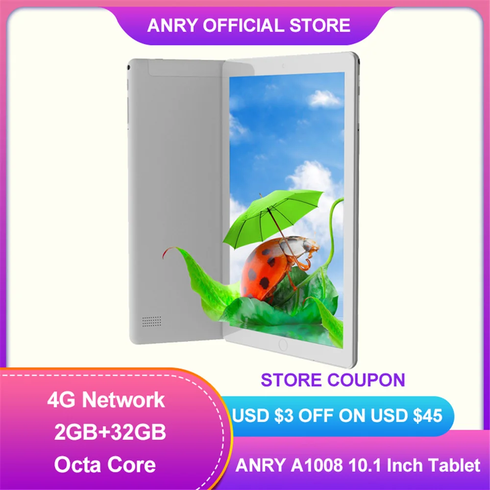 Планшет ANRY A1008 10 дюймов 4G Android 8 1 ядер 2 + 32 ГБ Wi Fi GPS|Планшеты| |