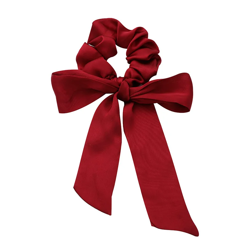 

2020 New Fashion Scrunchies Solid Color Long Hair Ribbon For Women Ponytail Scarf Sweet Elastic Hair Band Hair Tie Accessories