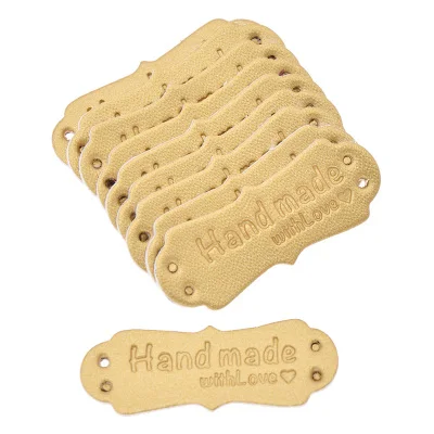 10pcs gold Индивидуальная Стеганая Кожаная этикетка ручной работы для одежды Декор джинсовые мешки обувь бирки для аксессуаров - Цвет: 10pcs gold