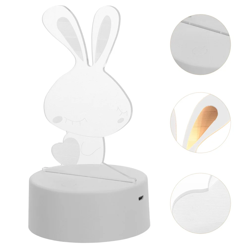 

Rabbit Shaped Night Light Dual Battery Type USB Lamp 3D Vision Lamp Desk Lamp