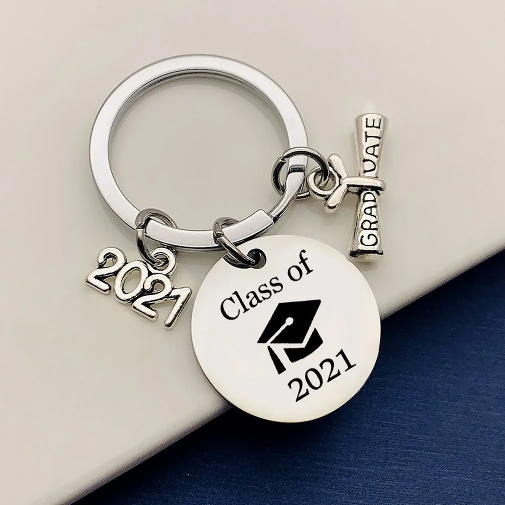 

Class Of 2021 Graduation Keychain Stainless Steel Key Ring Charm Signet Pendant Congratulations Gifts Inspirational Gift