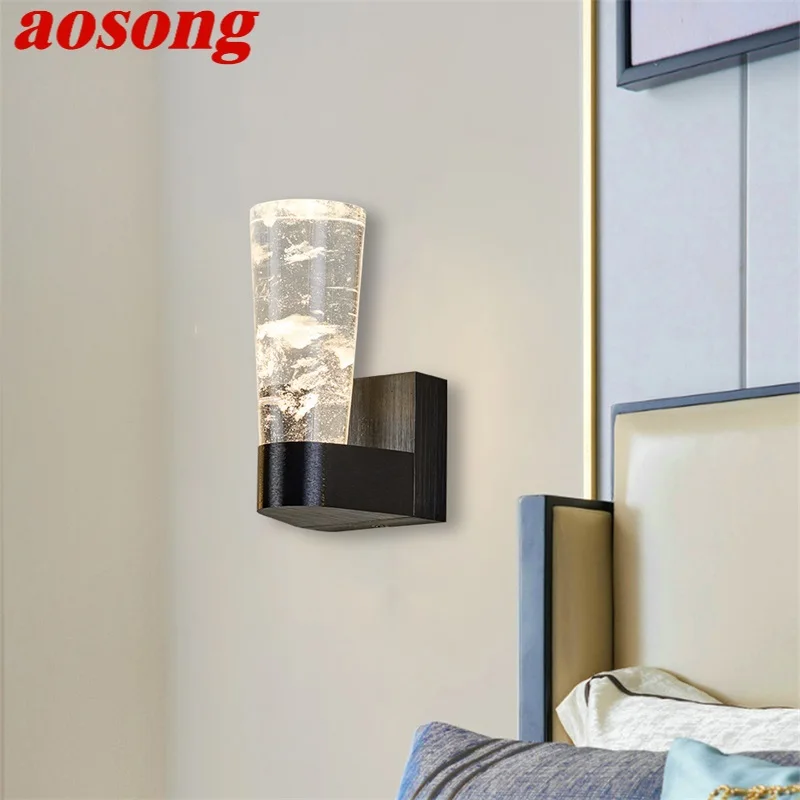 Хрустальные Настенные светильники AOSONG черные Алюминиевые Современные комнатные
