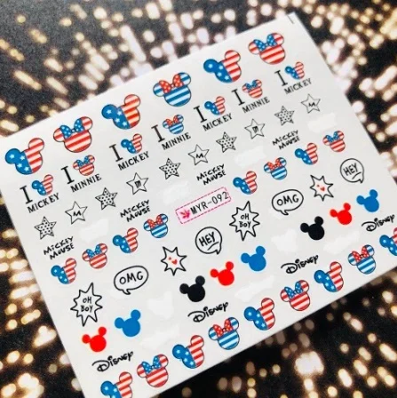 TSC серия большой размер Tsc-130 неоновая мышь стикеры 3D на ногти nail Art Наклейка cheetsan бренд шаблон diy Инструменты для ногтей украшения - Цвет: 5 PCS WATER-92