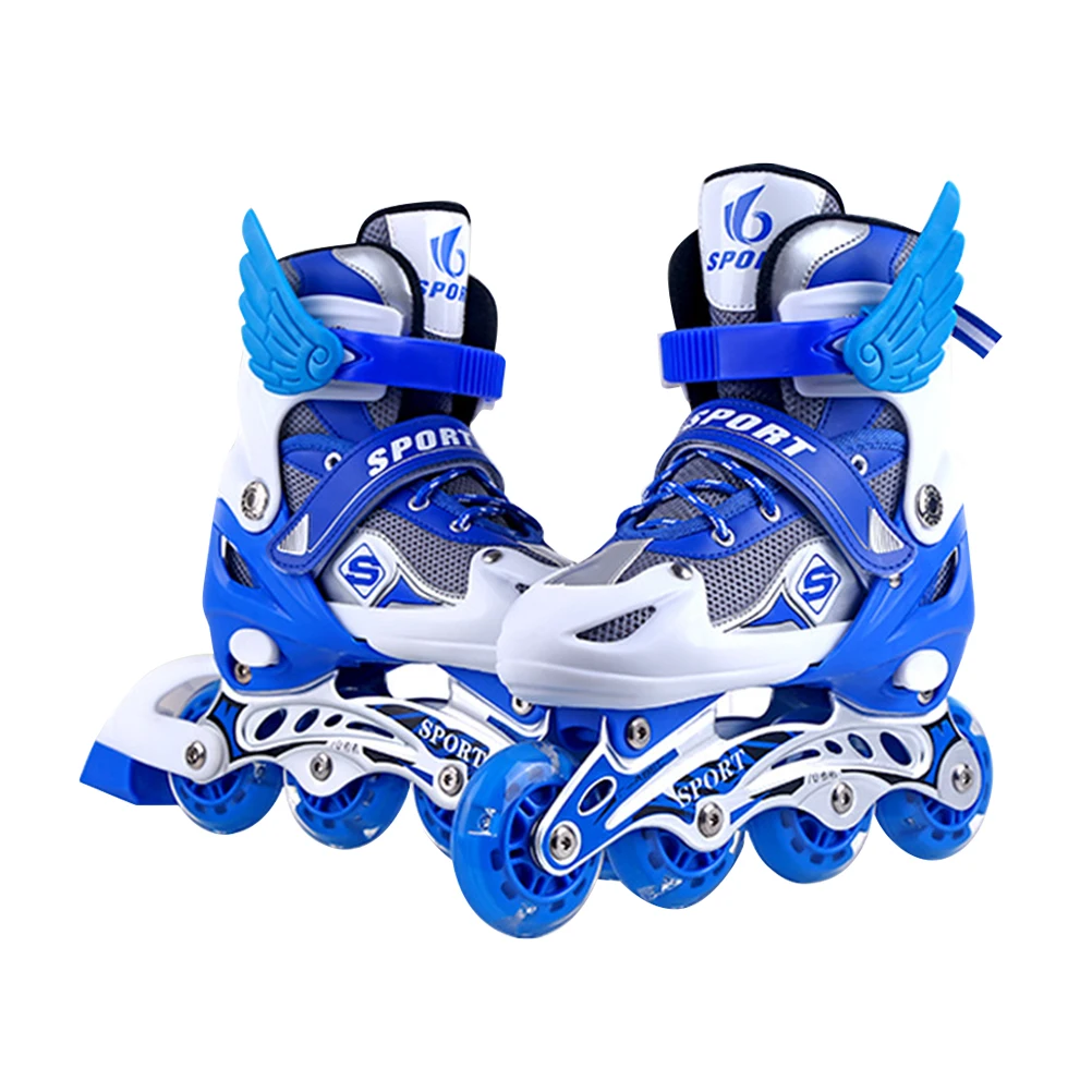 

Kids Adjustable Single Row Skating Patins Inline Skates Roller Shoes with Light Wheels for Children Gift - Size
