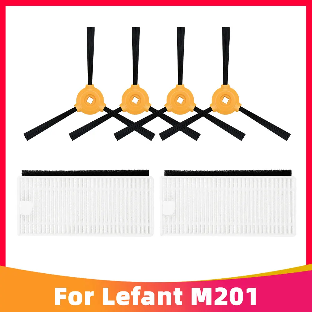 Replacement Parts for Lefant M200/M201/M501-A/M571/T700 Robot Vacuum Cleaner Heap Filter Spin Side Brush Spare Packs