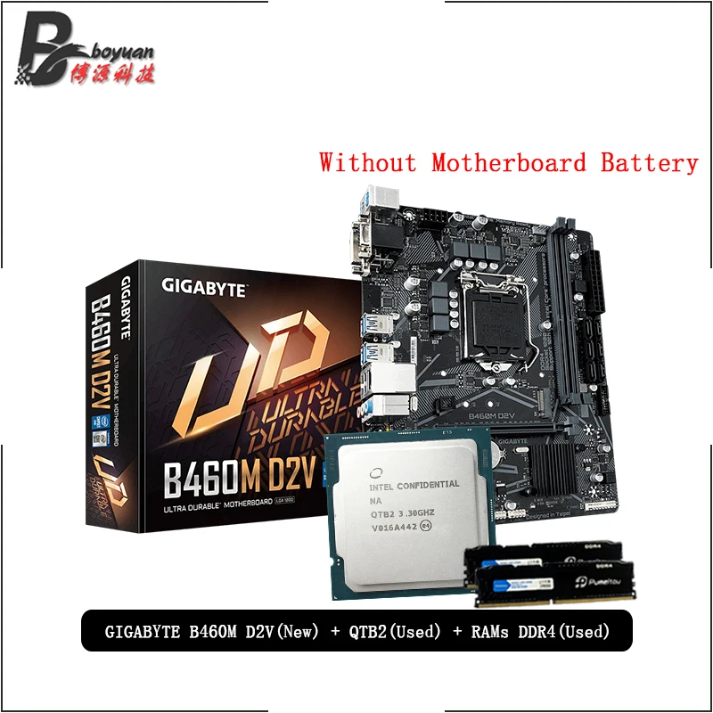 Материнская плата Intel Core i9 10900K es QTB2 CPU + GA B460M D2V Pumeitou DDR4 8 Гб 16 2666 МГц RAMs подходит LGA 1200