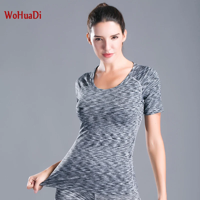 

Топ WOHUADI с коротким рукавом для бега и йоги, женский топ, одежда для йоги, быстросохнущая Спортивная одежда для фитнеса, женские рубашки, спор...