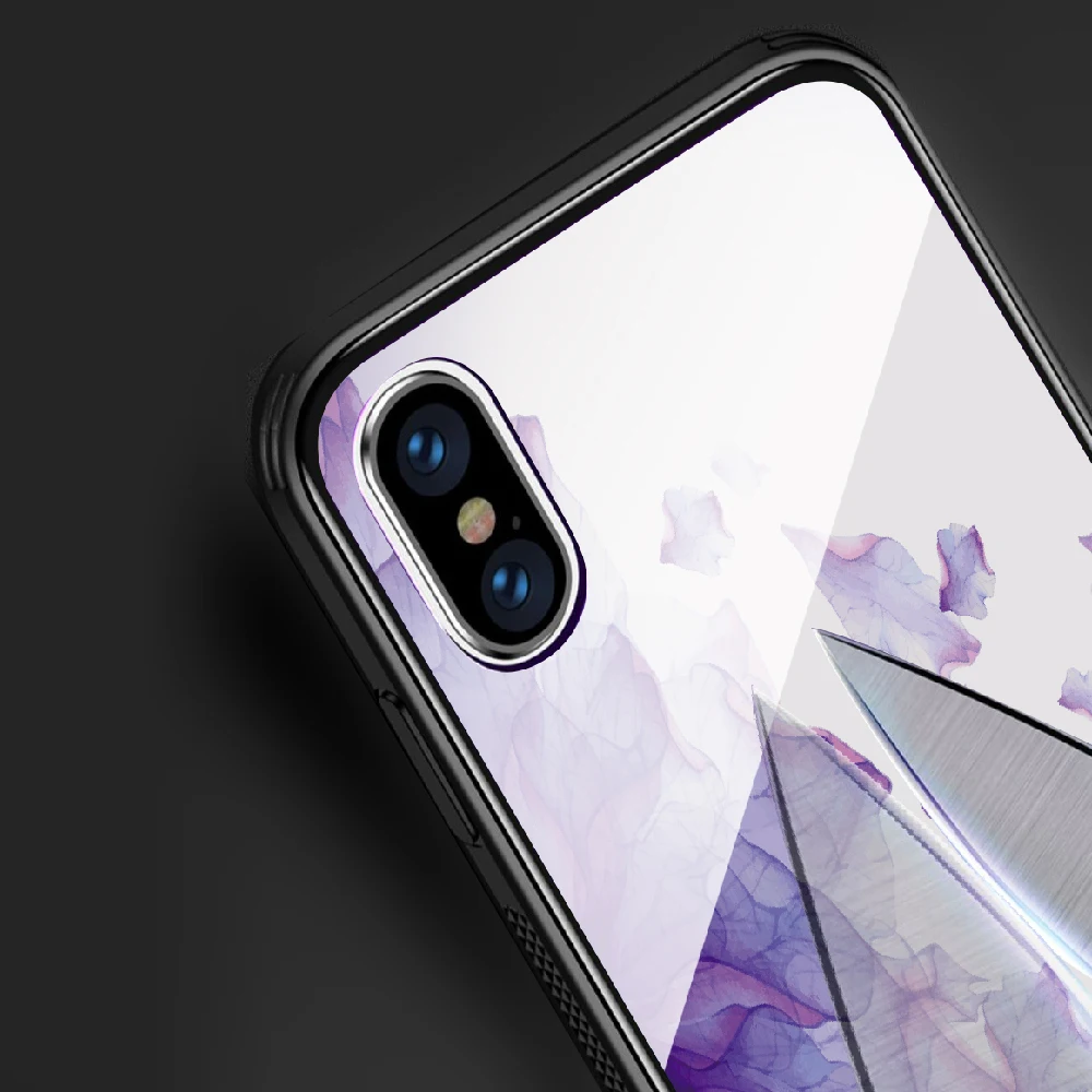 Phone Case for iPhone X XS MAX XR For 6 6S 7 8 PLUS Feather Tempered Glass Red Yellow Back Cover 5 5S SE Funda | Мобильные телефоны