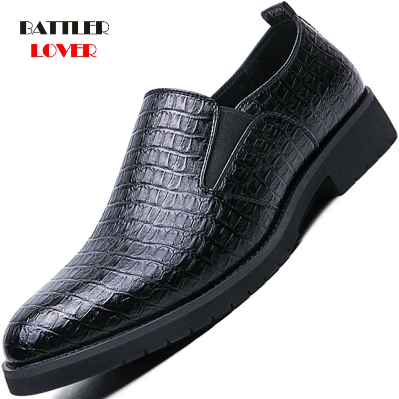 

Classic Crocodile Skin Oxfords for Men 2021 Summer Casual Outfit Wedding Party Shoes British Vintage Footwear Male Flats Zapatos