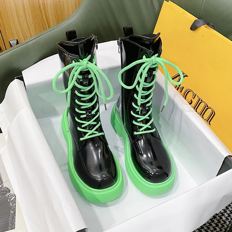 Women's Ankle Boots 2022 Autumn and Winter Latest Thick Heel Boots Women's Leather Comfortable Round Toe Platform Boots