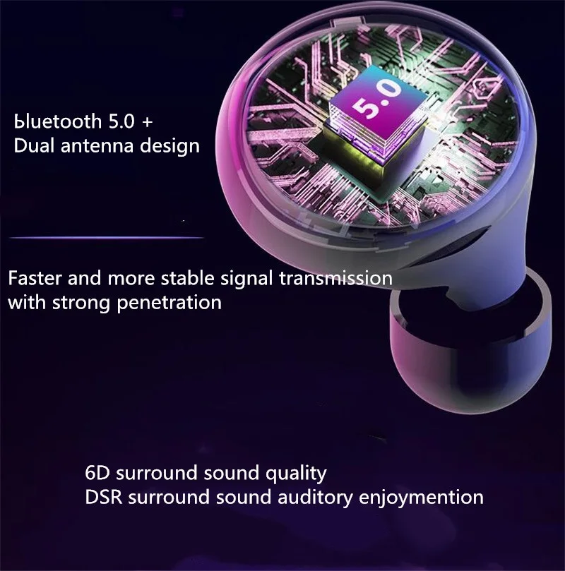 Портативные беспроводные Bluetooth наушники HD стерео Беспроводная Bluetooth гарнитура IPX8 наушники Bluetooth наушники 3500 мАч зарядная коробка