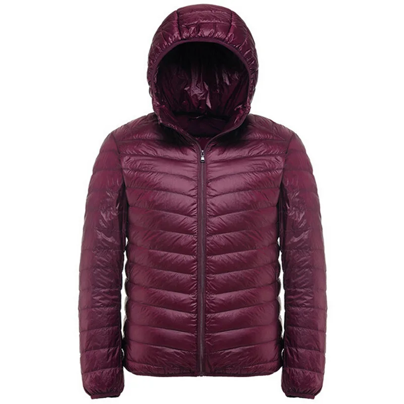 hooded winered Куртка-пуховик на 90% белом утином пуху, новинка года, Сверхлегкий мужской зимний пуховик, верхняя одежда, пуховики, непромокаемые пальто - Цвет: hooded winered