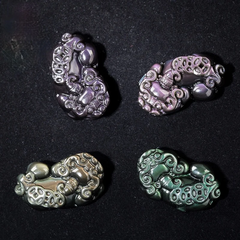 Природные Красочные тигр глаз камень Бусины Pixiu кулон благоприятный Ruyi