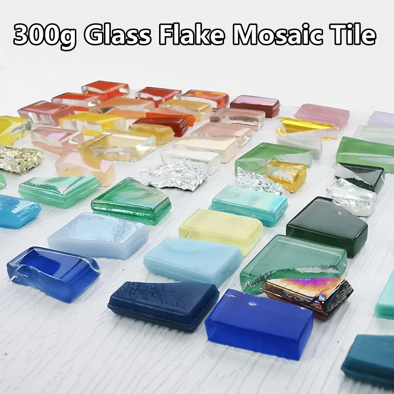 

300g/10.58oz Glass Flake Mosaic Tile Irregular Shape Fragment Mosaic Making Materials DIY Craft Tiles Multi Color Optional