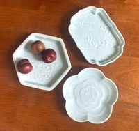 flower shape ceramic plate delicate fruit bowl hexagon type plate for snacks fruits dessert nuts